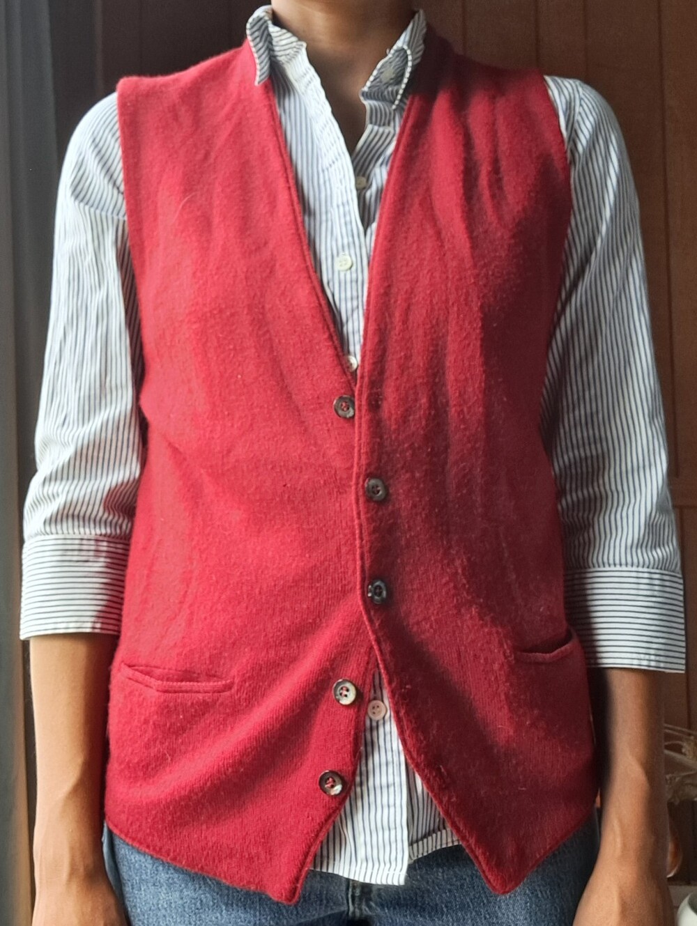 Vintage Puritan Red Men's Button-Front Cardigan Vest